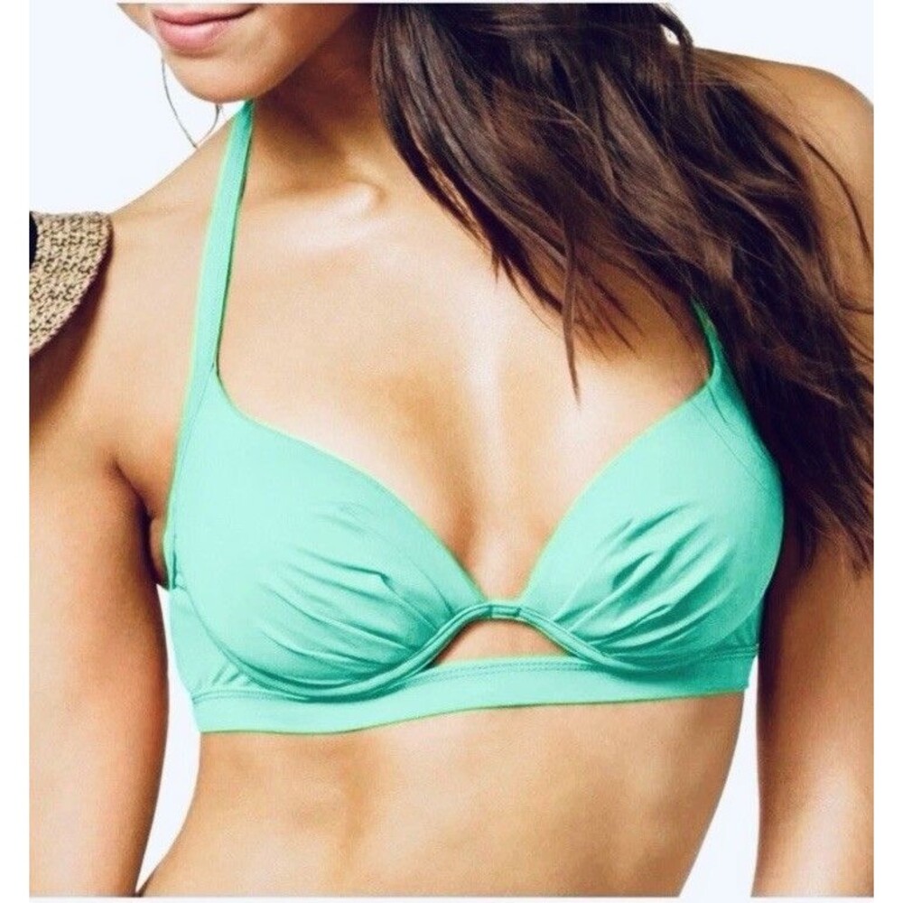 NEW Sundazed Push-Up Bikini TOP Swim Size 36 B/C Cup Underwire Aqua Halter Tie